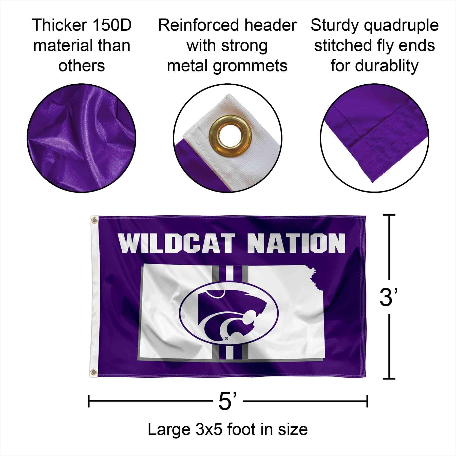 Amazon.com : Kansas State Wildcats Wildcat Nation Flag : Sports